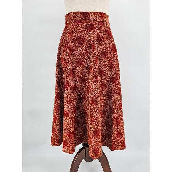 Liz Claiborne Dresses & Skirts - Vtg 70s Crazy Horse Women's 13/14 Maroon Western Floral Midi A-Line Skirt